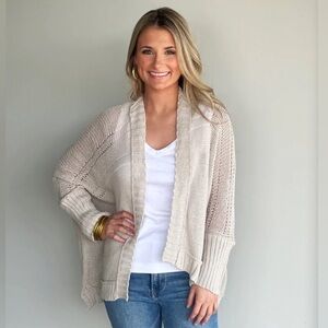 Wooden Ships Tristan Open Front Cardigan in Blush Champagne S/M